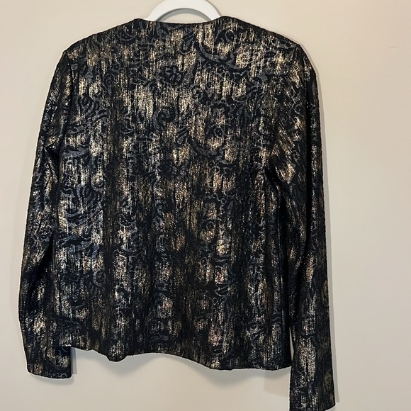 Bobeau Women’s Size Small Open Gold On Black Blazer Jacket - Picture 7 of 10